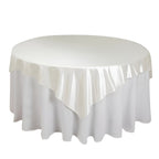 Scuba 70"x70" Table Overlay Square Tablecloth Shimmer Pearl White - Wrinkle Free & Stain Resistant Table Cover for Weddings and Parties - Bell Racket Store