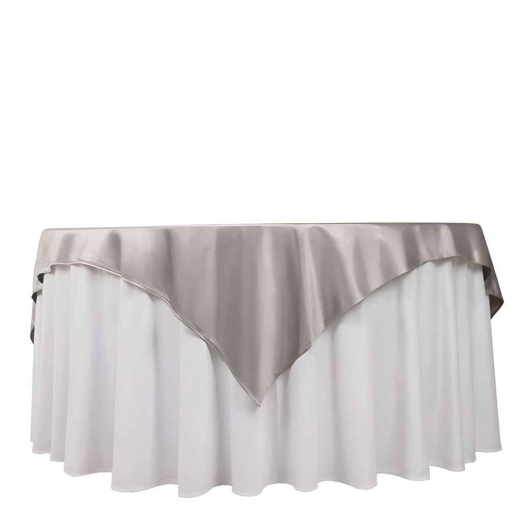 Scuba 70"x70" Table Overlay Square Tablecloth Shimmer Silver - Wrinkle Free & Stain Resistant Table Cover - Bell Racket Store