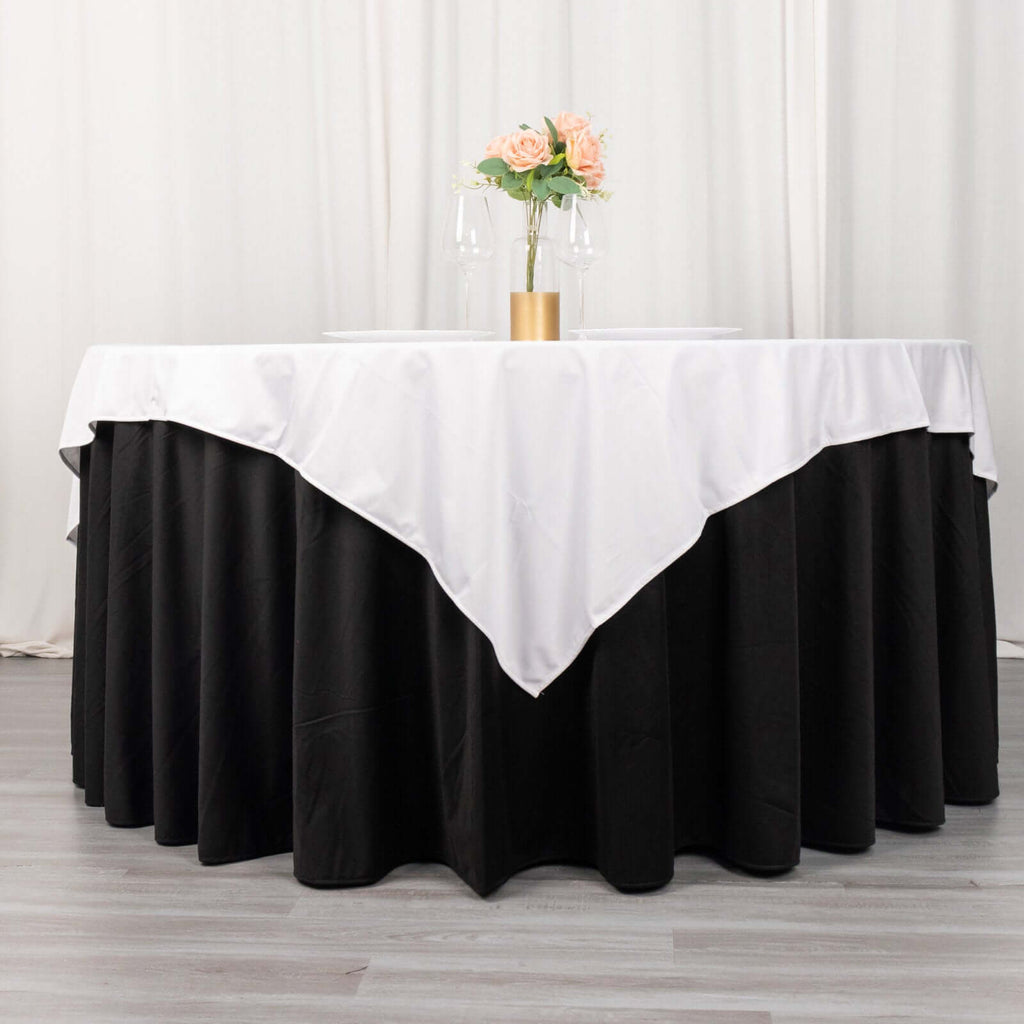 Scuba 70"x70" Table Overlay Square Tablecloth White - Wrinkle Free & Stain Resistant Table Cover for Weddings and Banquets - Bell Racket Store