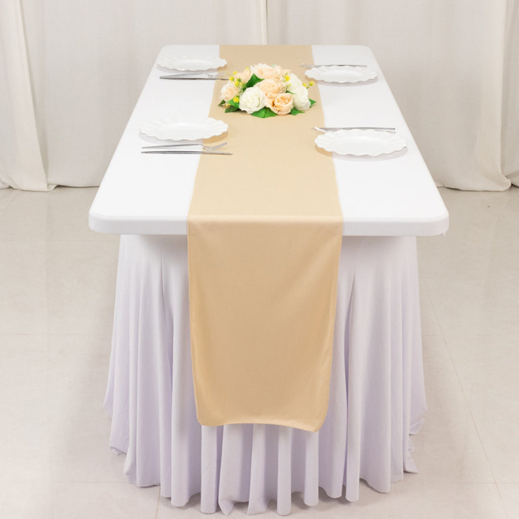 Scuba Polyester 12"x108" Table Runner Beige - Wrinkle - Free Table Linen - Bell Racket Store