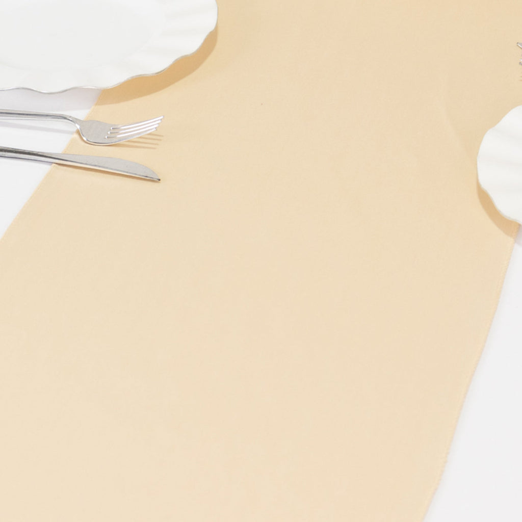 Scuba Polyester 12"x108" Table Runner Beige - Wrinkle - Free Table Linen - Bell Racket Store