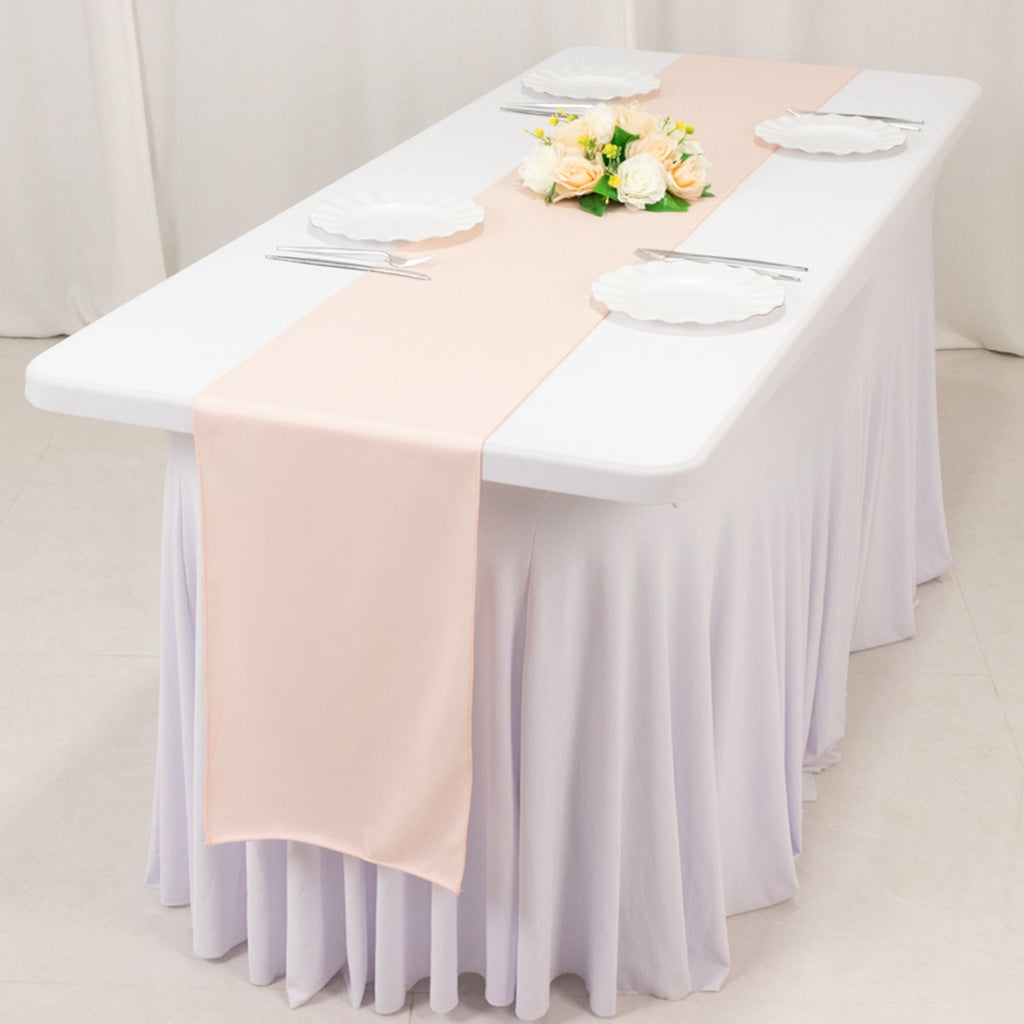 Scuba Polyester 12"x108" Table Runner Blush - Wrinkle - Free Table Linen - Bell Racket Store