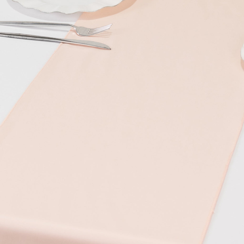 Scuba Polyester 12"x108" Table Runner Blush - Wrinkle - Free Table Linen - Bell Racket Store