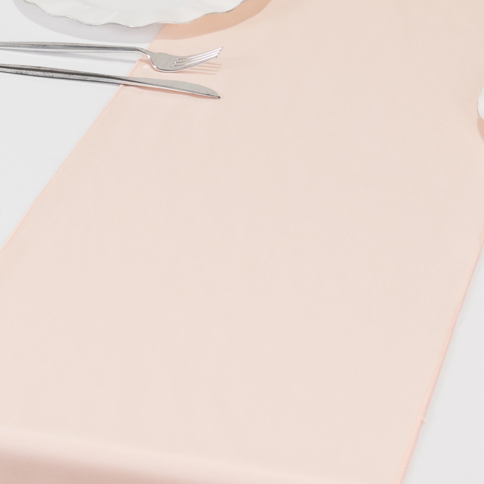Scuba Polyester 12"x108" Table Runner Blush - Wrinkle - Free Table Linen - Bell Racket Store