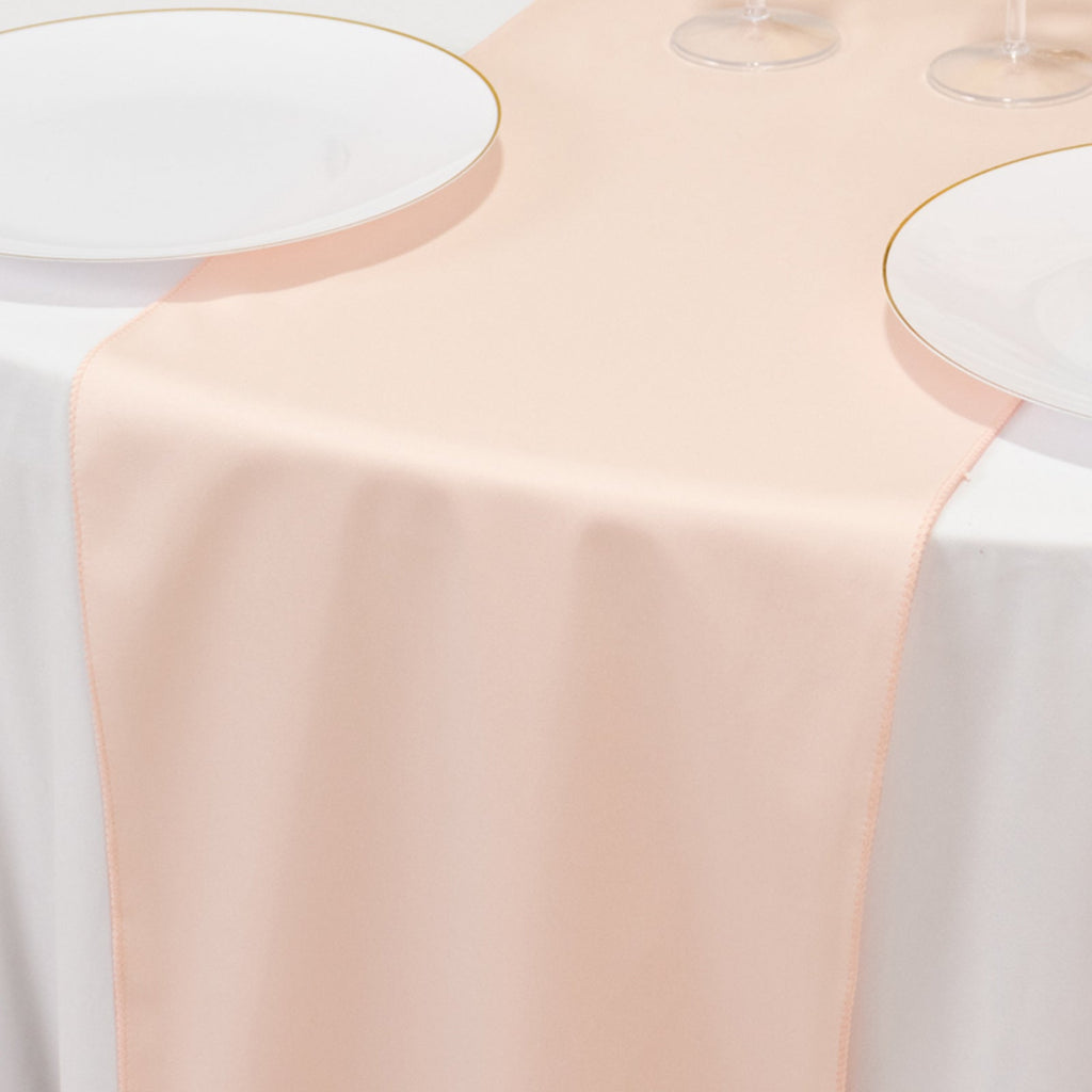 Scuba Polyester 12"x108" Table Runner Blush - Wrinkle - Free Table Linen - Bell Racket Store