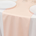 Scuba Polyester 12"x108" Table Runner Blush - Wrinkle - Free Table Linen - Bell Racket Store