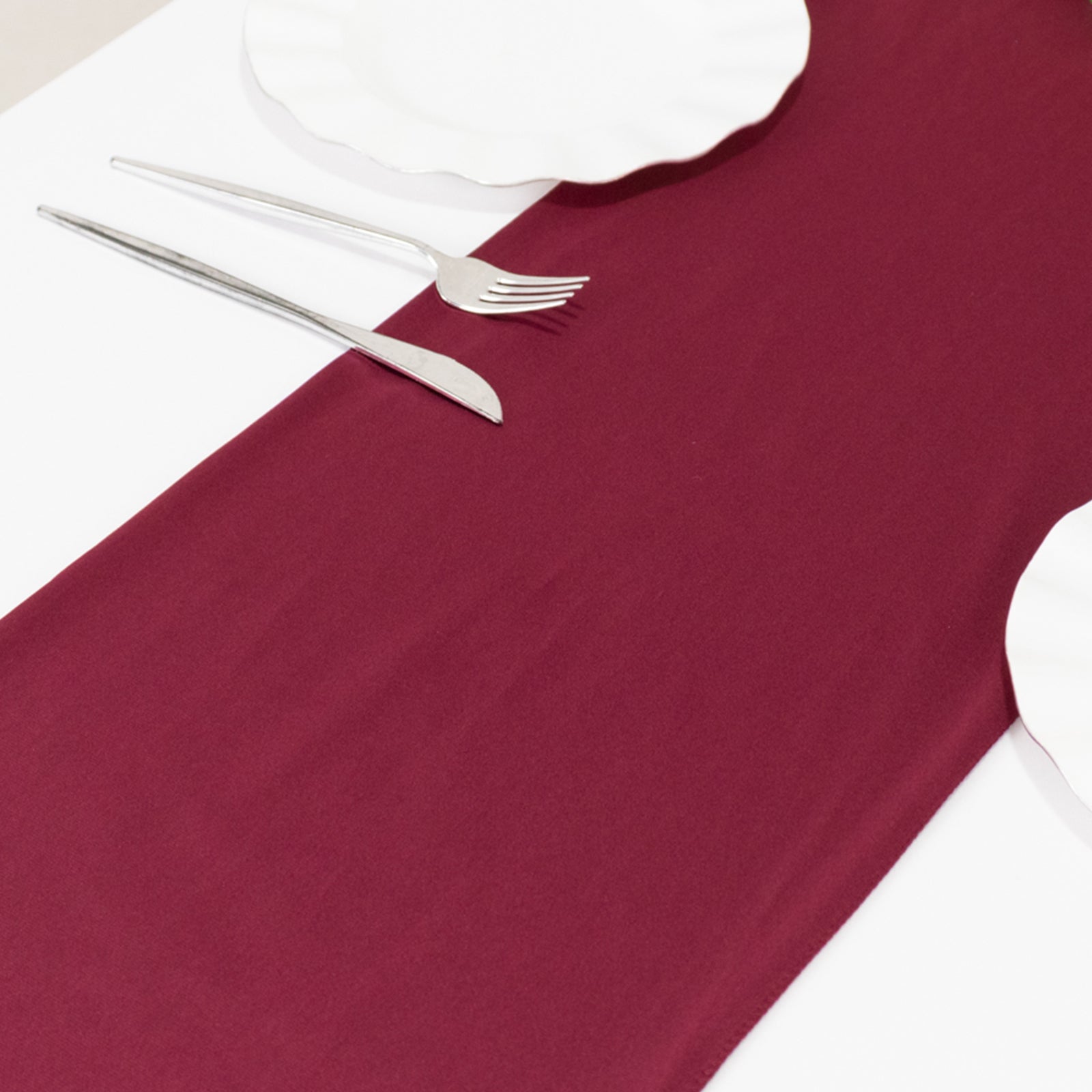 Scuba Polyester 12"x108" Table Runner Burgundy - Wrinkle - Free Table Linen - Bell Racket Store
