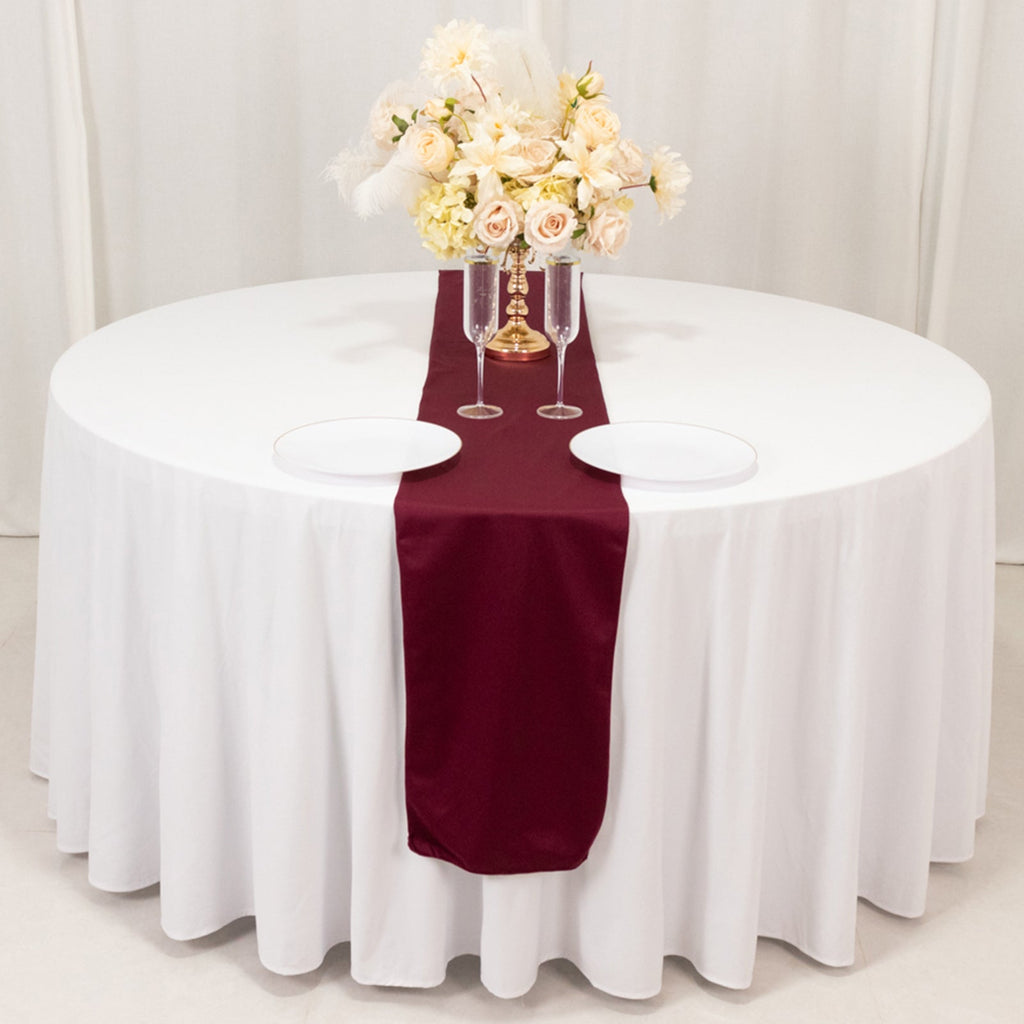 Scuba Polyester 12"x108" Table Runner Burgundy - Wrinkle - Free Table Linen - Bell Racket Store