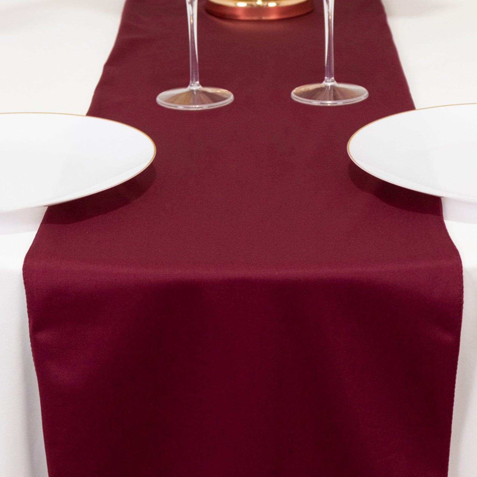Scuba Polyester 12"x108" Table Runner Burgundy - Wrinkle - Free Table Linen - Bell Racket Store