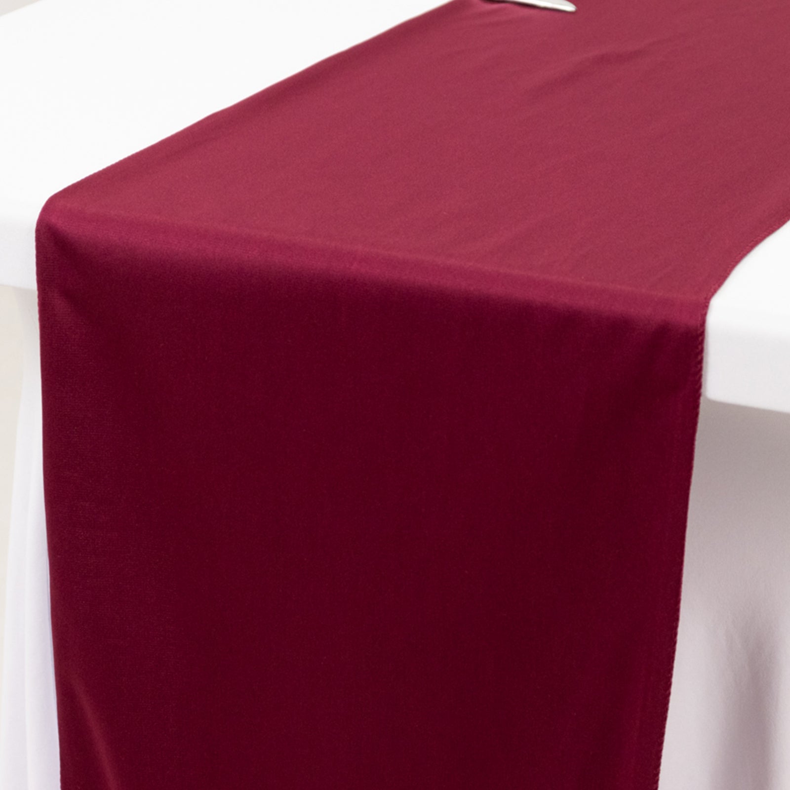 Scuba Polyester 12"x108" Table Runner Burgundy - Wrinkle - Free Table Linen - Bell Racket Store