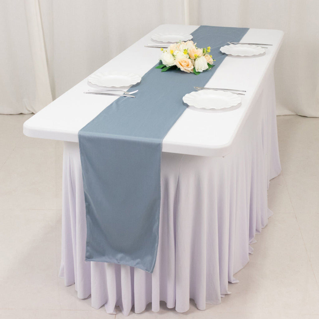 Scuba Polyester 12"x108" Table Runner Dusty Blue - Wrinkle - Free Table Linen - Bell Racket Store