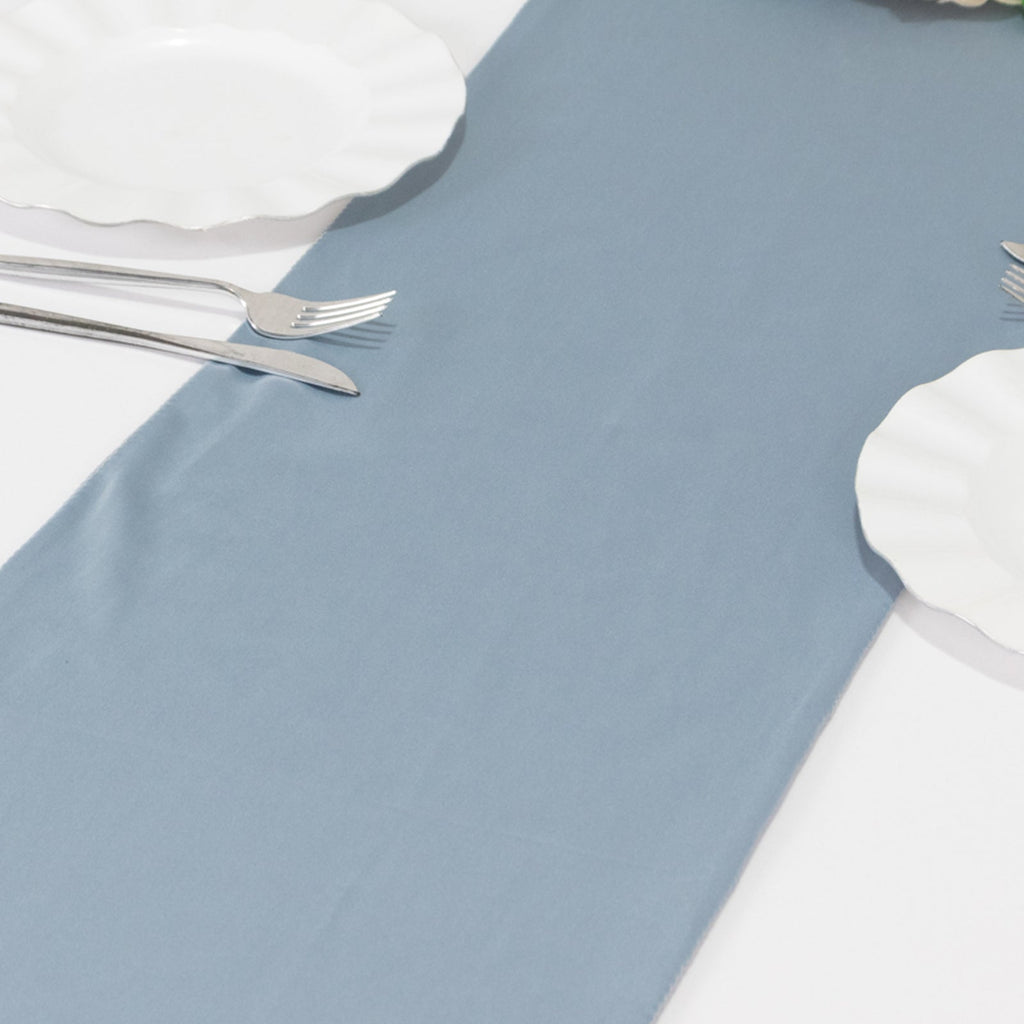 Scuba Polyester 12"x108" Table Runner Dusty Blue - Wrinkle - Free Table Linen - Bell Racket Store