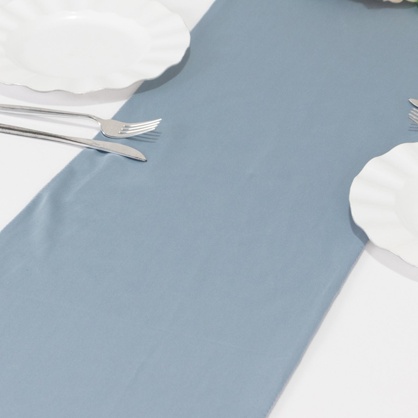 Scuba Polyester 12"x108" Table Runner Dusty Blue - Wrinkle - Free Table Linen - Bell Racket Store