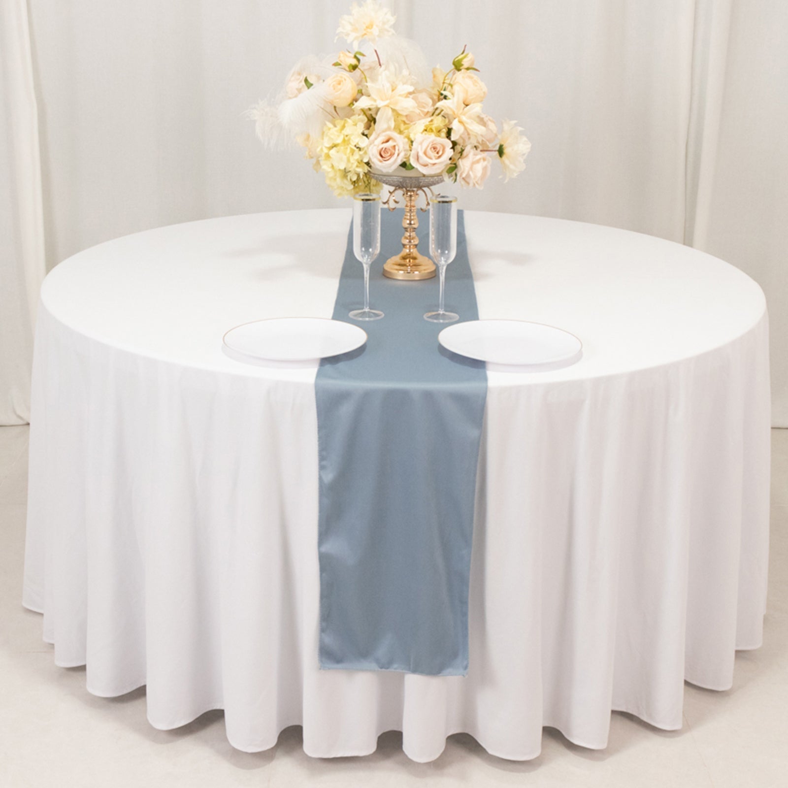 Scuba Polyester 12"x108" Table Runner Dusty Blue - Wrinkle - Free Table Linen - Bell Racket Store