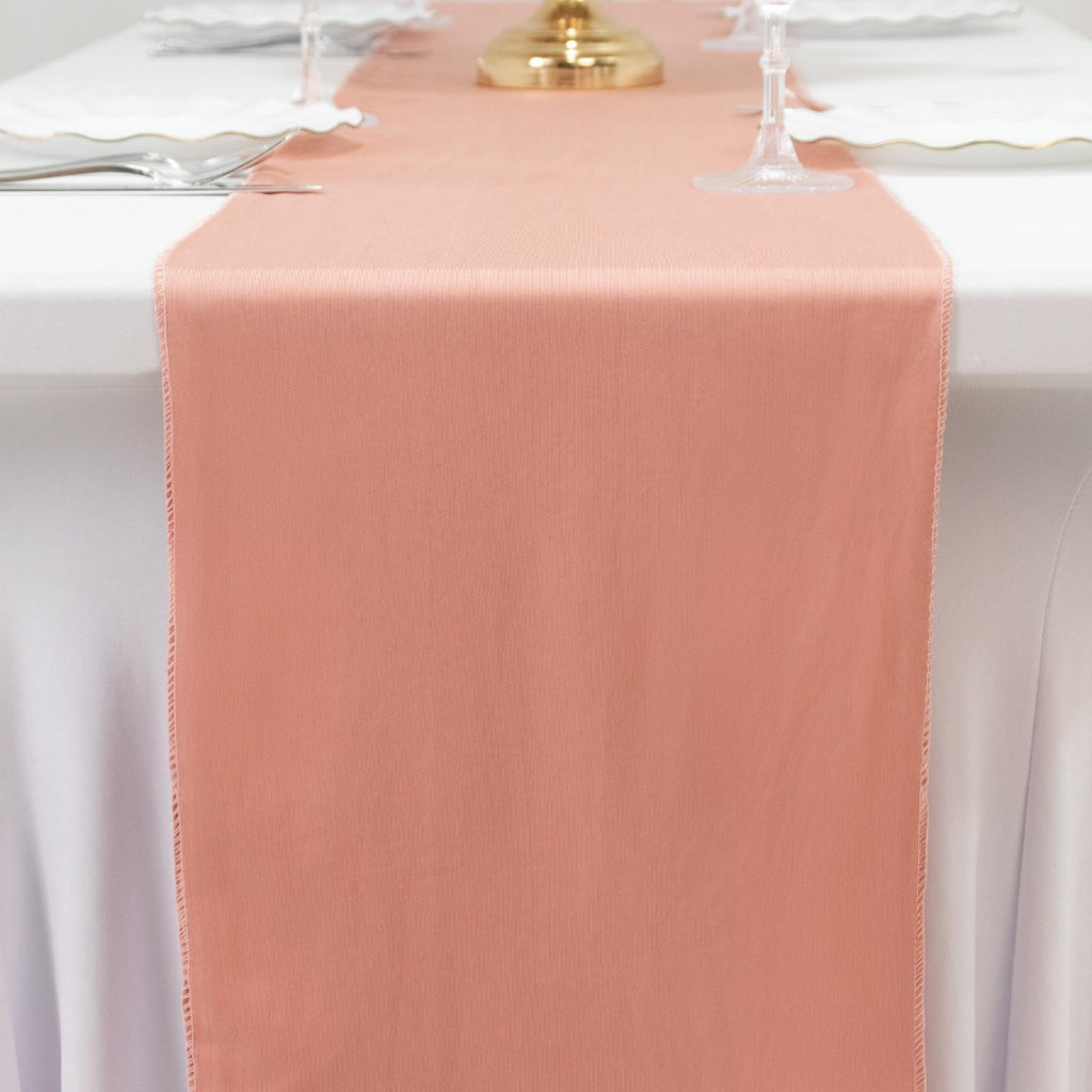 Scuba Polyester 12"x108" Table Runner Dusty Rose - Wrinkle - Free Table Linen - Bell Racket Store