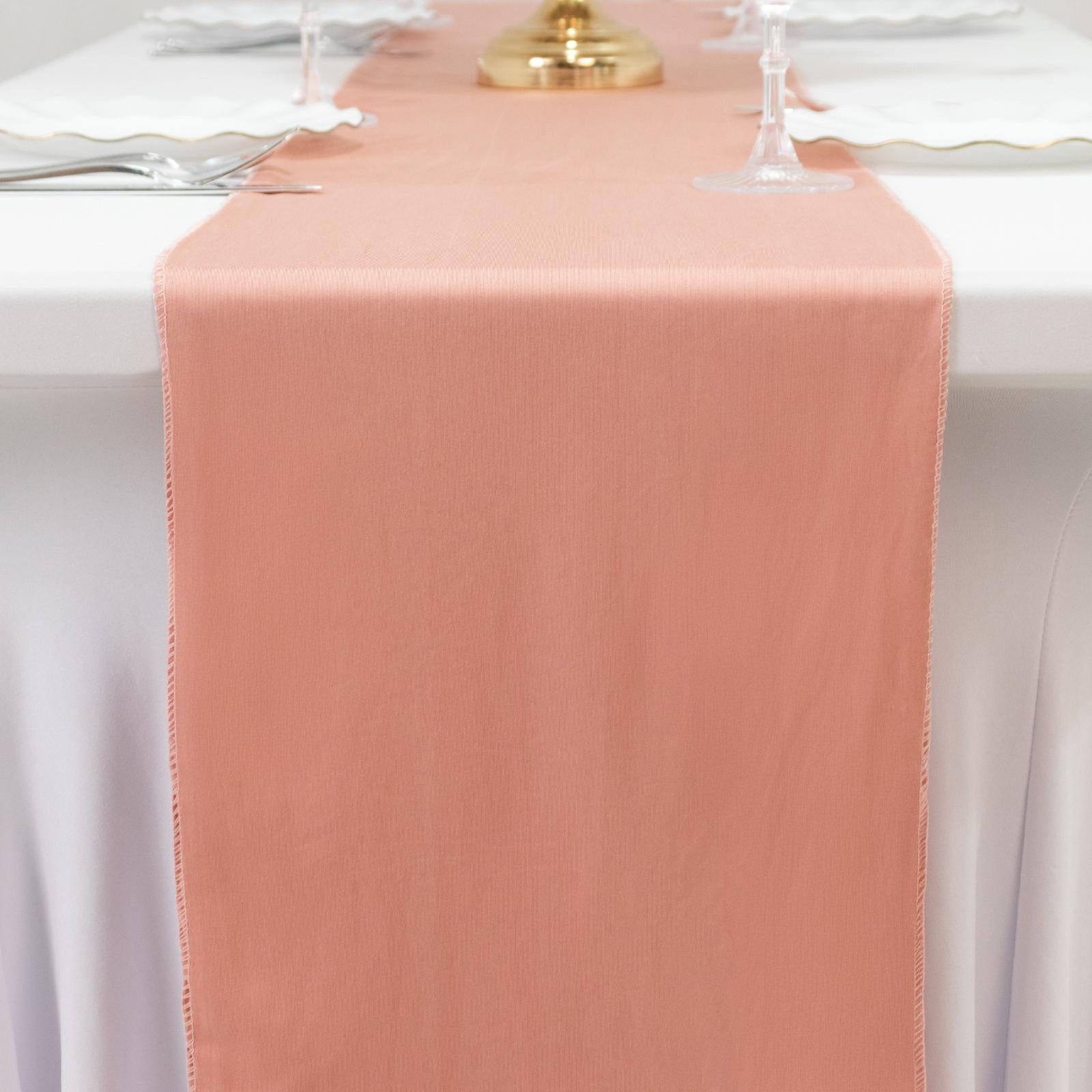 Scuba Polyester 12"x108" Table Runner Dusty Rose - Wrinkle - Free Table Linen - Bell Racket Store