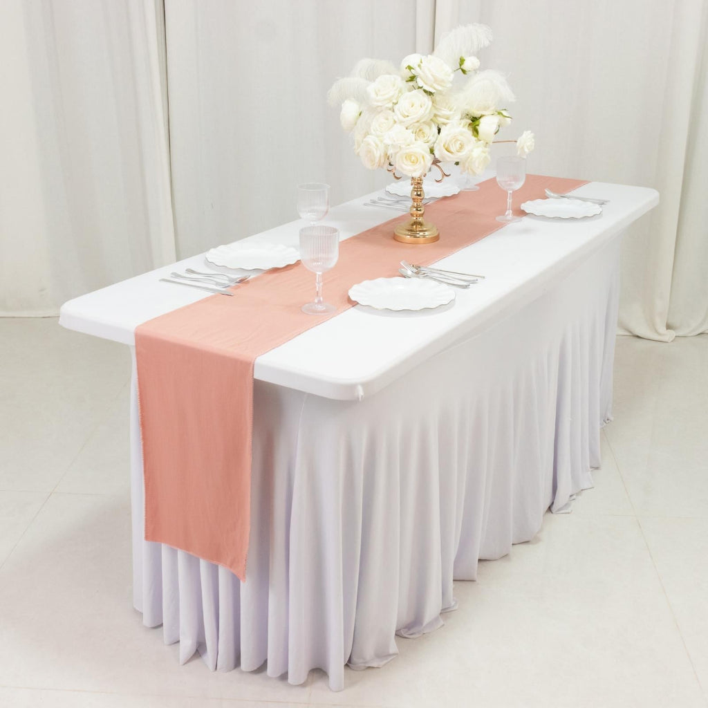 Scuba Polyester 12"x108" Table Runner Dusty Rose - Wrinkle - Free Table Linen - Bell Racket Store