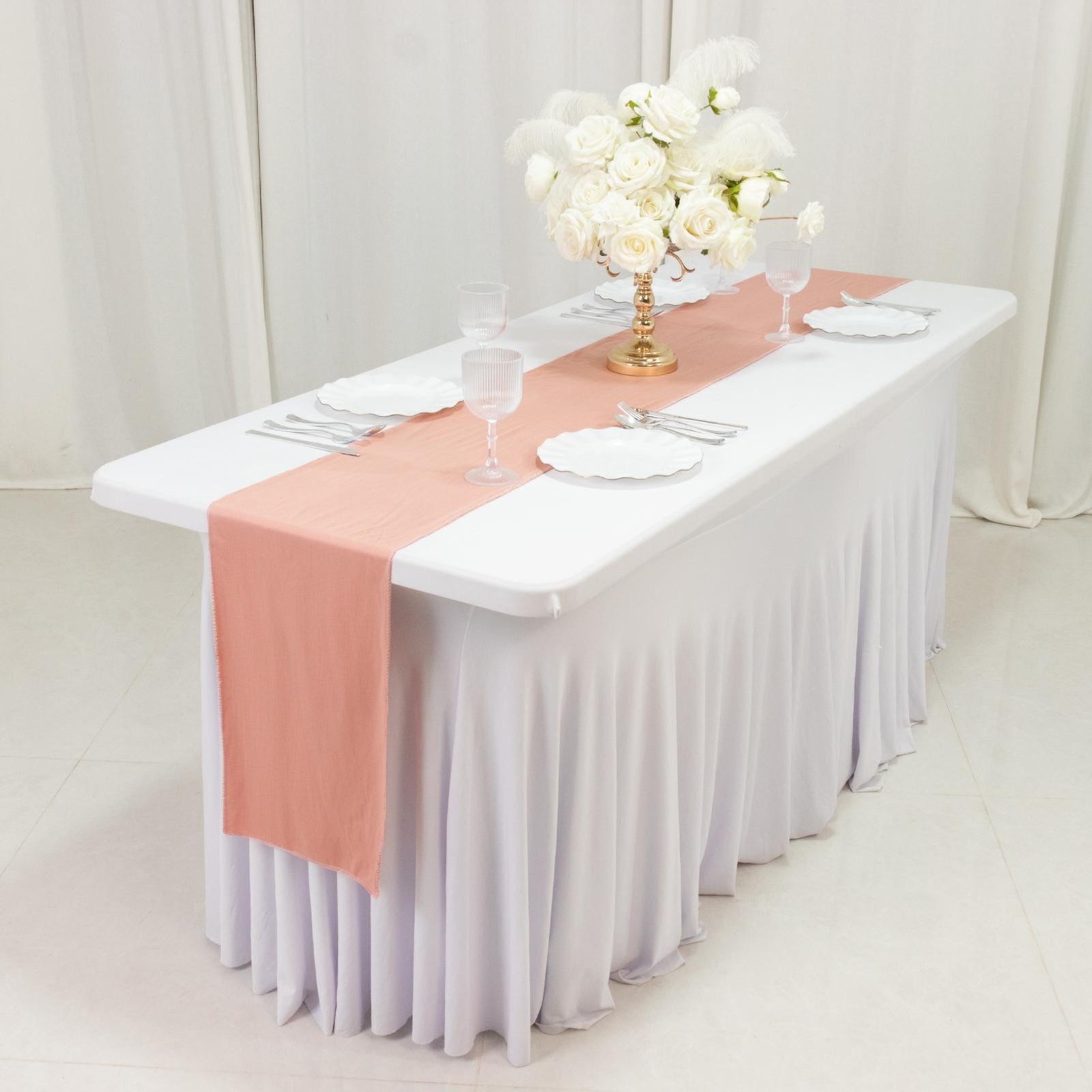 Scuba Polyester 12"x108" Table Runner Dusty Rose - Wrinkle - Free Table Linen - Bell Racket Store