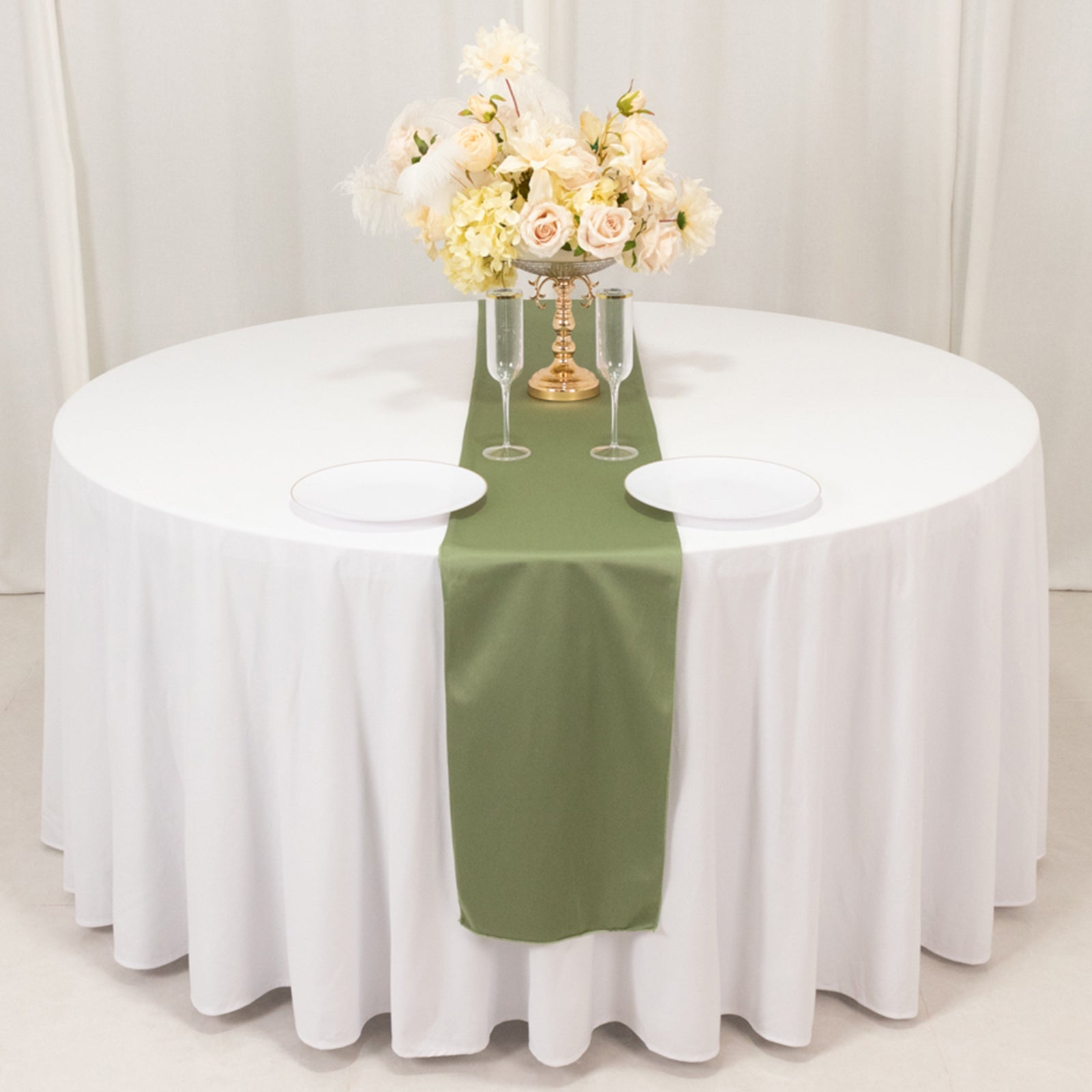Scuba Polyester 12"x108" Table Runner Dusty Sage Green - Wrinkle - Free Table Linen - Bell Racket Store