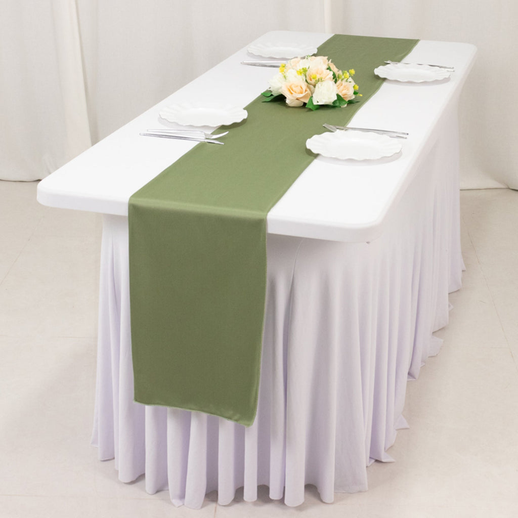 Scuba Polyester 12"x108" Table Runner Dusty Sage Green - Wrinkle - Free Table Linen - Bell Racket Store