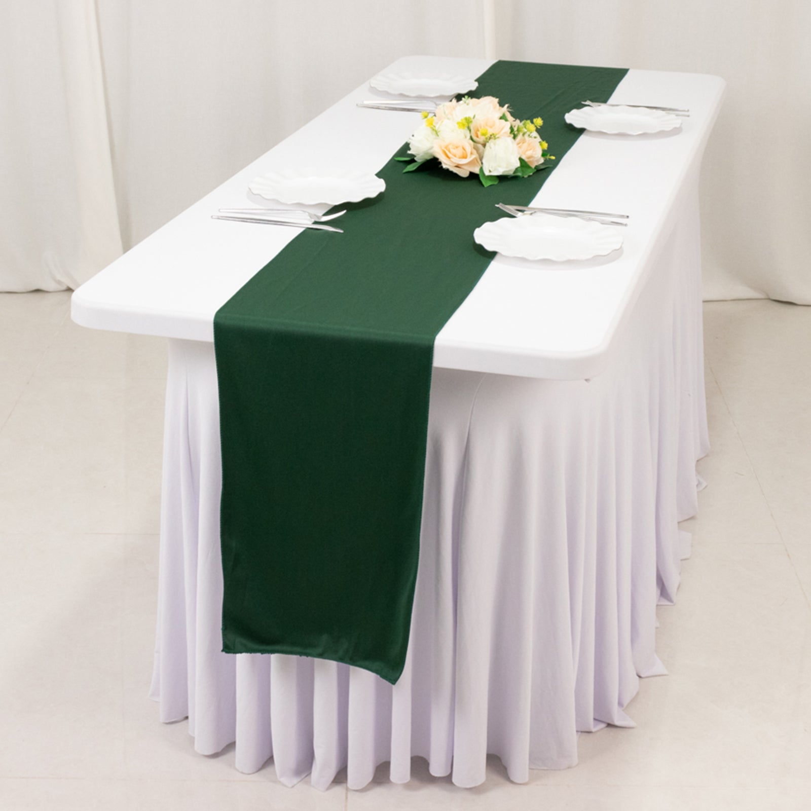 Scuba Polyester 12"x108" Table Runner Hunter Emerald Green - Wrinkle - Free Table Linen - Bell Racket Store