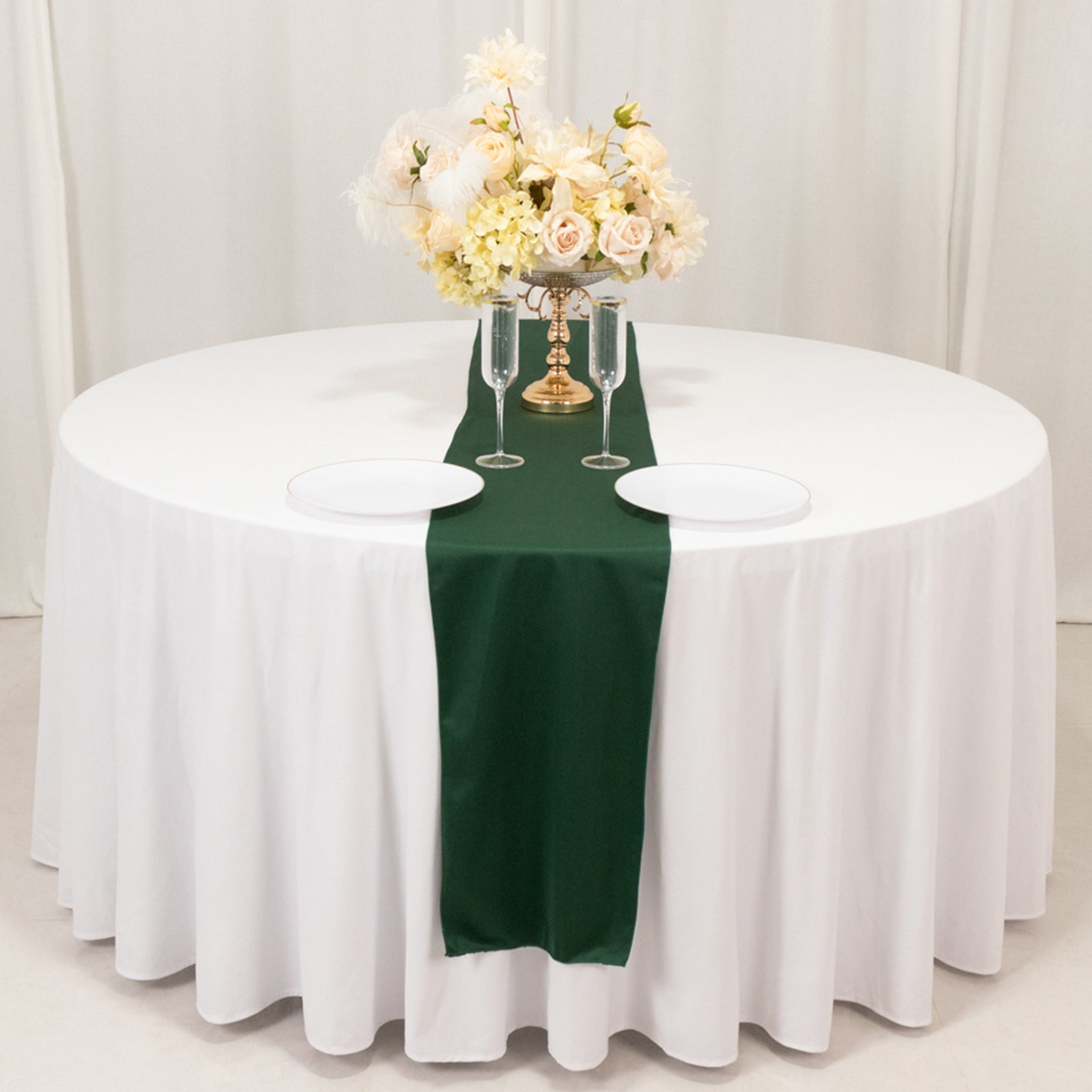 Scuba Polyester 12"x108" Table Runner Hunter Emerald Green - Wrinkle - Free Table Linen - Bell Racket Store
