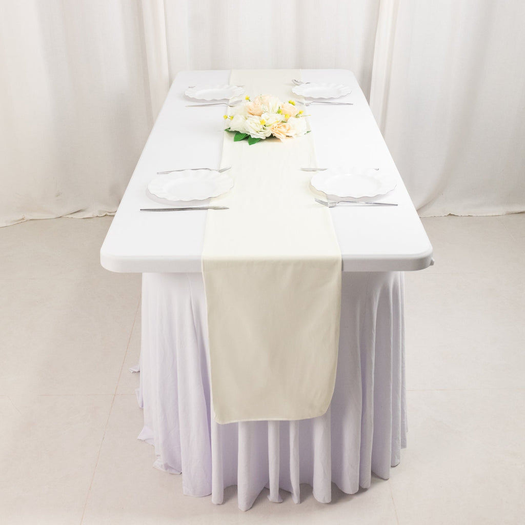 Scuba Polyester 12"x108" Table Runner Ivory - Wrinkle - Free Table Linen - Bell Racket Store