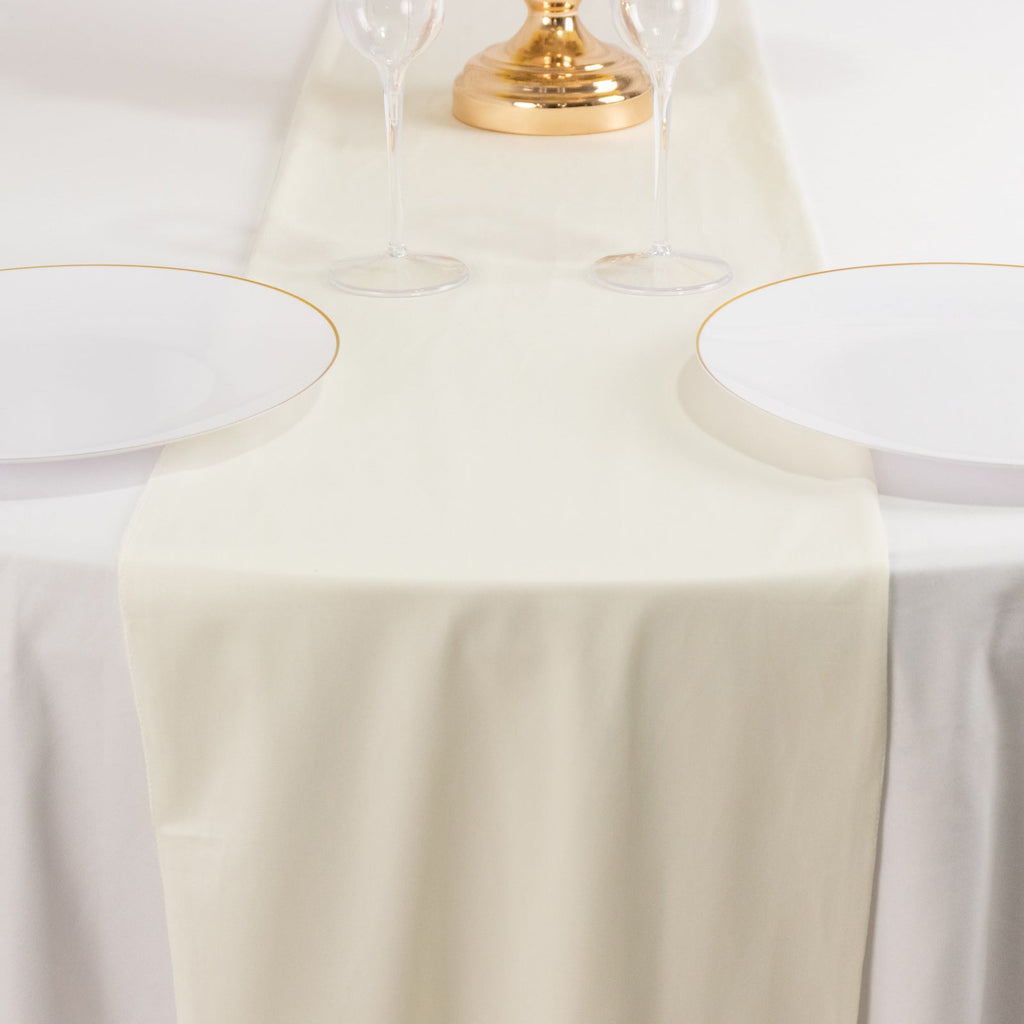 Scuba Polyester 12"x108" Table Runner Ivory - Wrinkle - Free Table Linen - Bell Racket Store