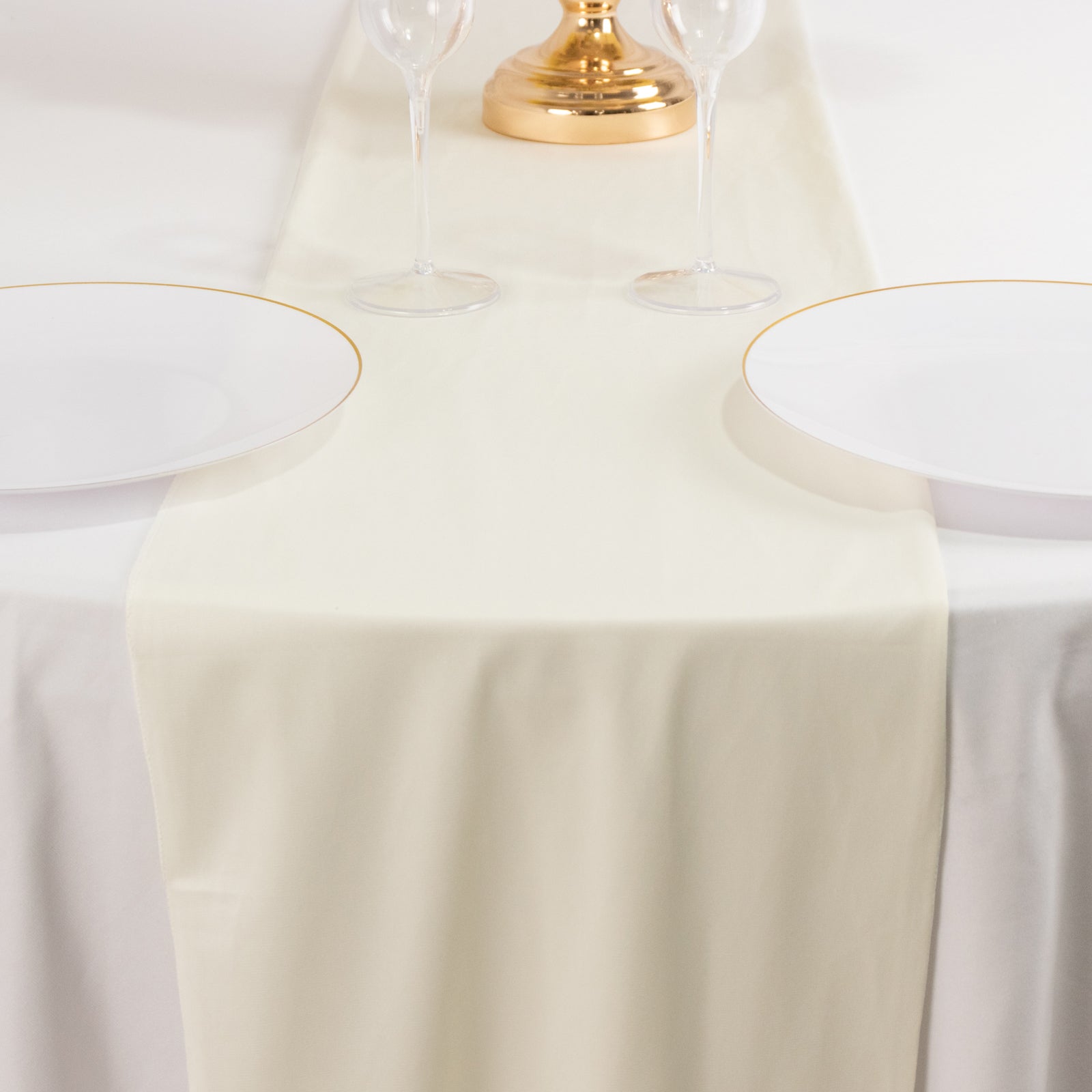 Scuba Polyester 12"x108" Table Runner Ivory - Wrinkle - Free Table Linen - Bell Racket Store
