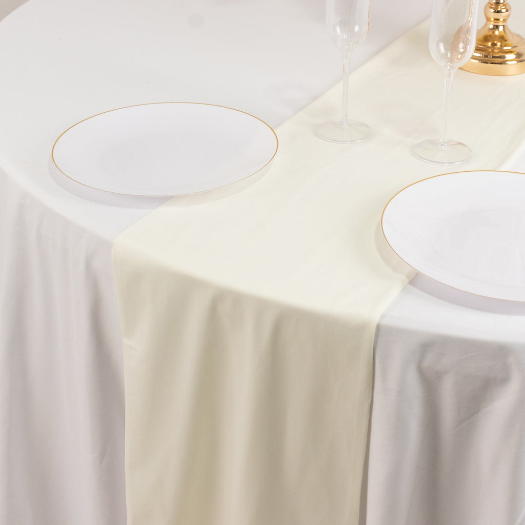 Scuba Polyester 12"x108" Table Runner Ivory - Wrinkle - Free Table Linen - Bell Racket Store