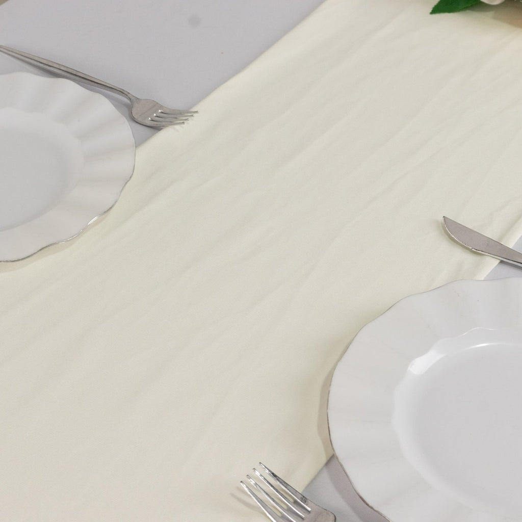 Scuba Polyester 12"x108" Table Runner Ivory - Wrinkle - Free Table Linen - Bell Racket Store