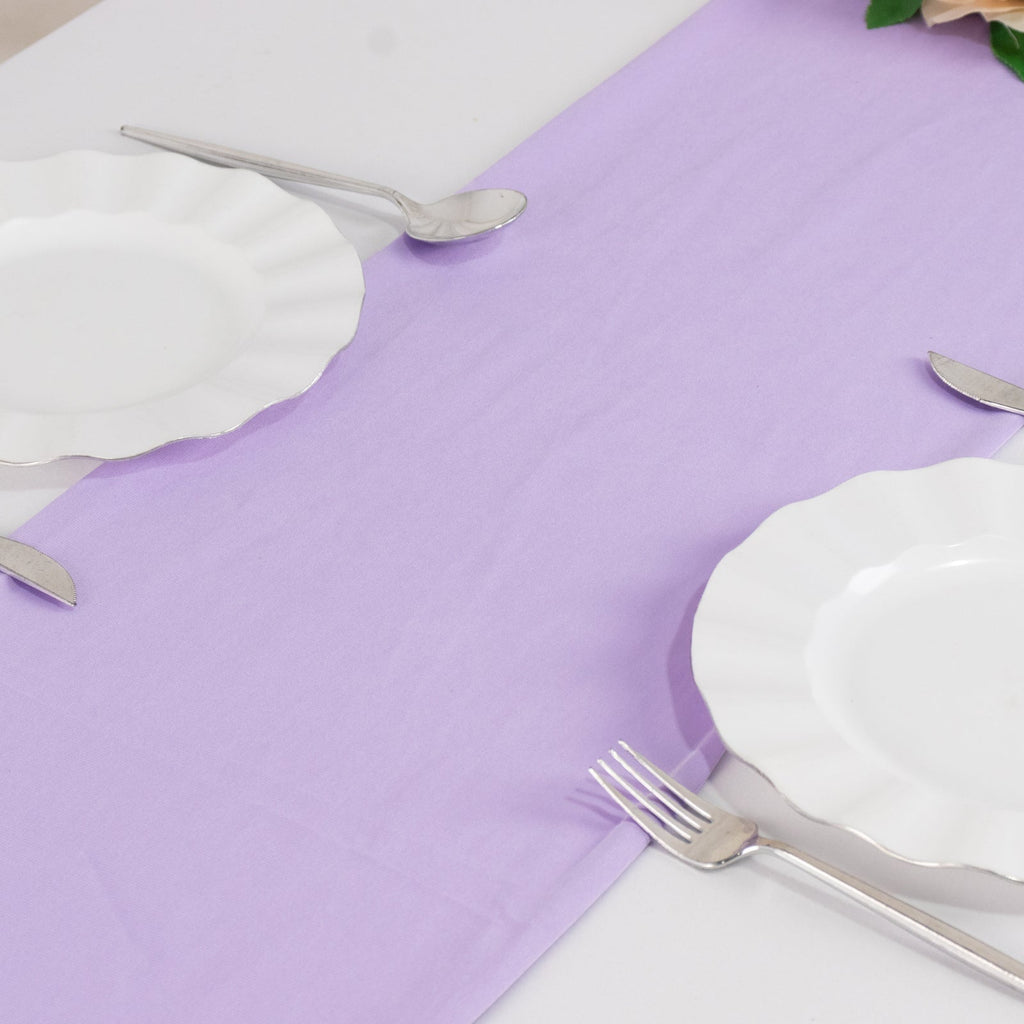 Scuba Polyester 12"x108" Table Runner Lavender Lilac - Wrinkle - Free Table Linen - Bell Racket Store