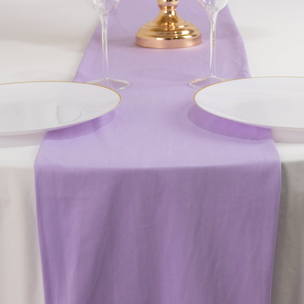 Scuba Polyester 12"x108" Table Runner Lavender Lilac - Wrinkle - Free Table Linen - Bell Racket Store