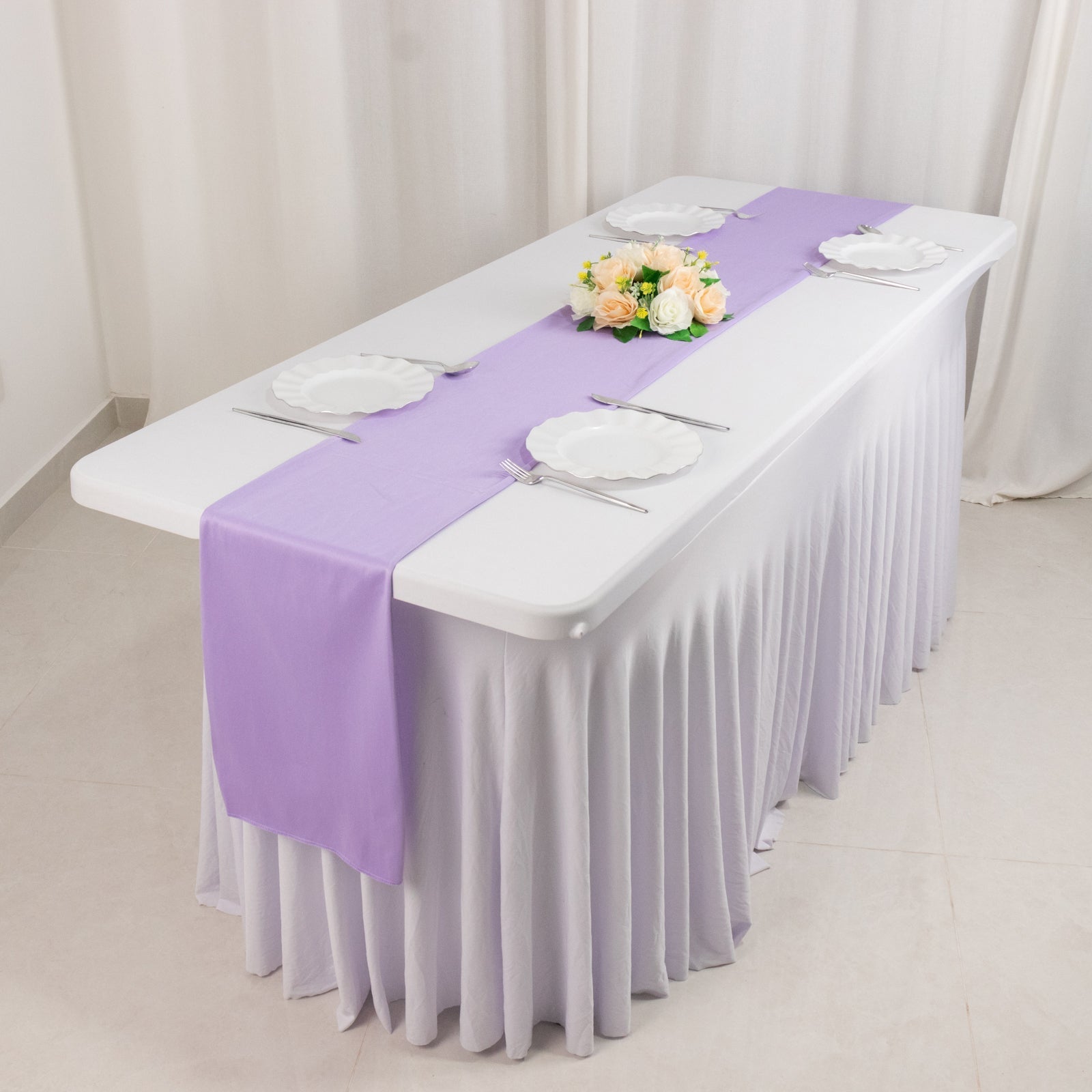 Scuba Polyester 12"x108" Table Runner Lavender Lilac - Wrinkle - Free Table Linen - Bell Racket Store