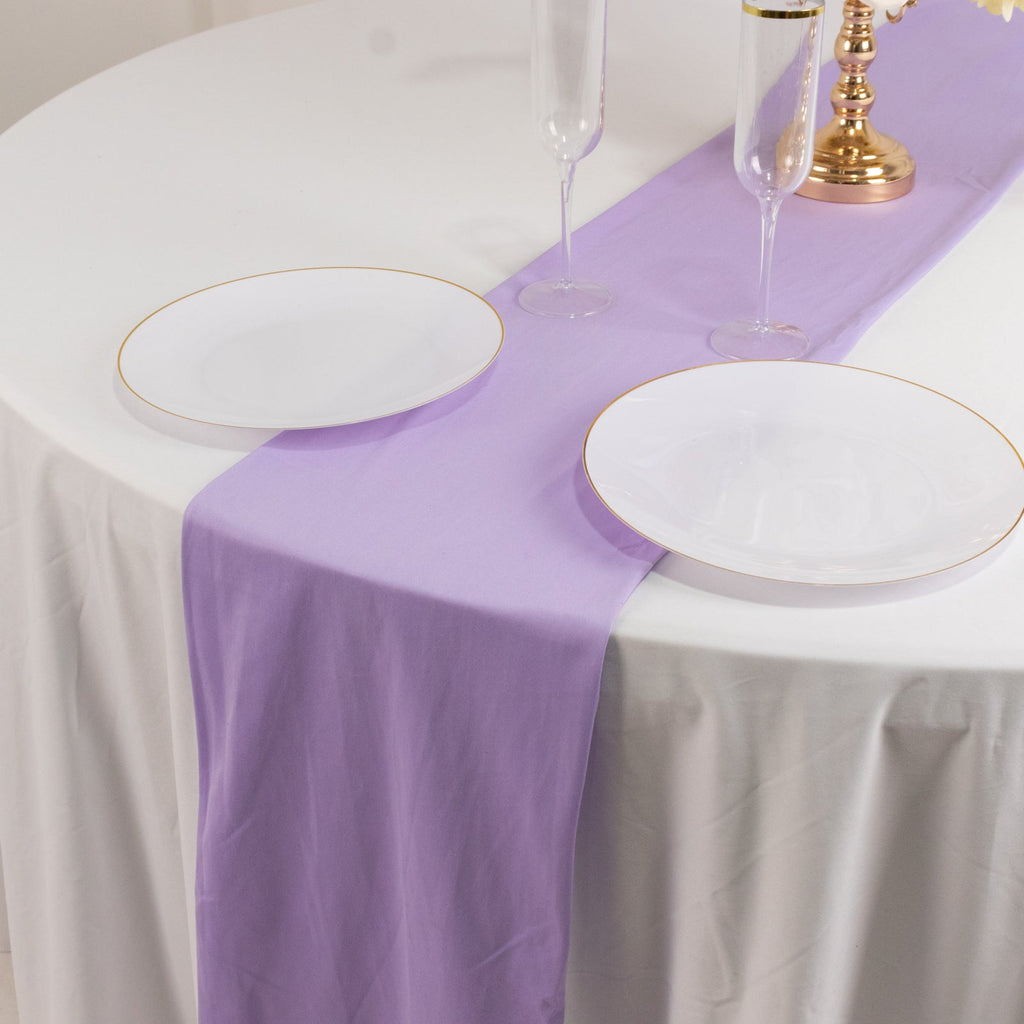 Scuba Polyester 12"x108" Table Runner Lavender Lilac - Wrinkle - Free Table Linen - Bell Racket Store