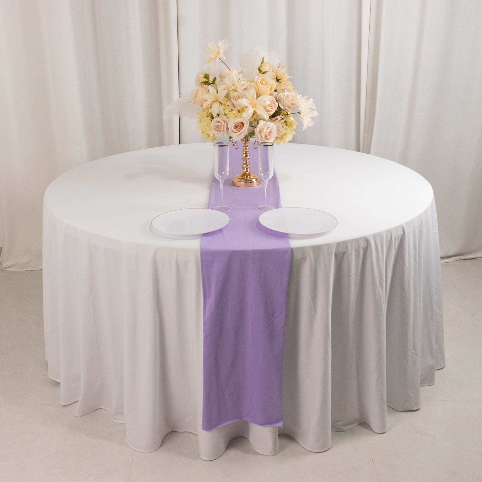 Scuba Polyester 12"x108" Table Runner Lavender Lilac - Wrinkle - Free Table Linen - Bell Racket Store
