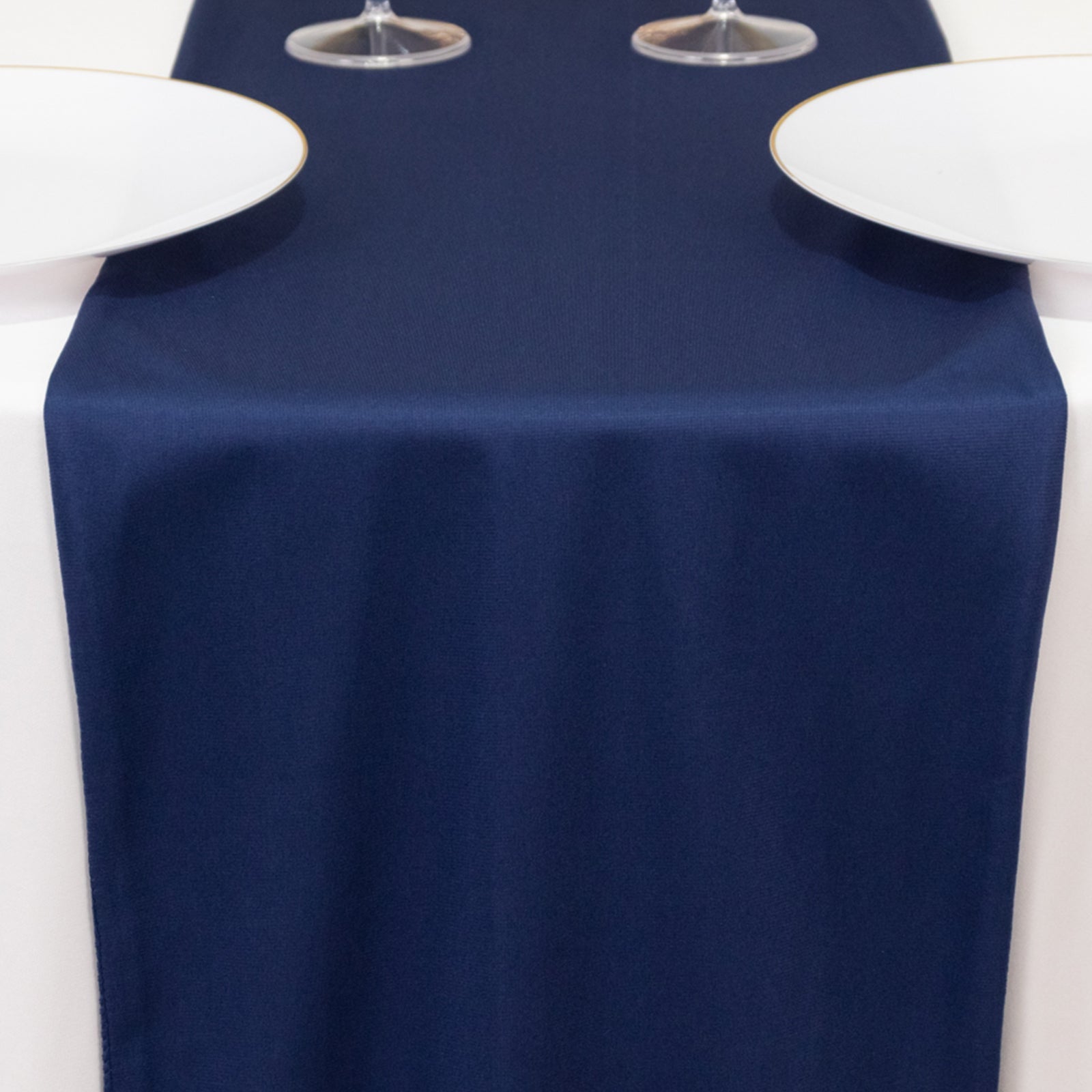 Scuba Polyester 12"x108" Table Runner Navy Blue - Wrinkle - Free Table Linen - Bell Racket Store