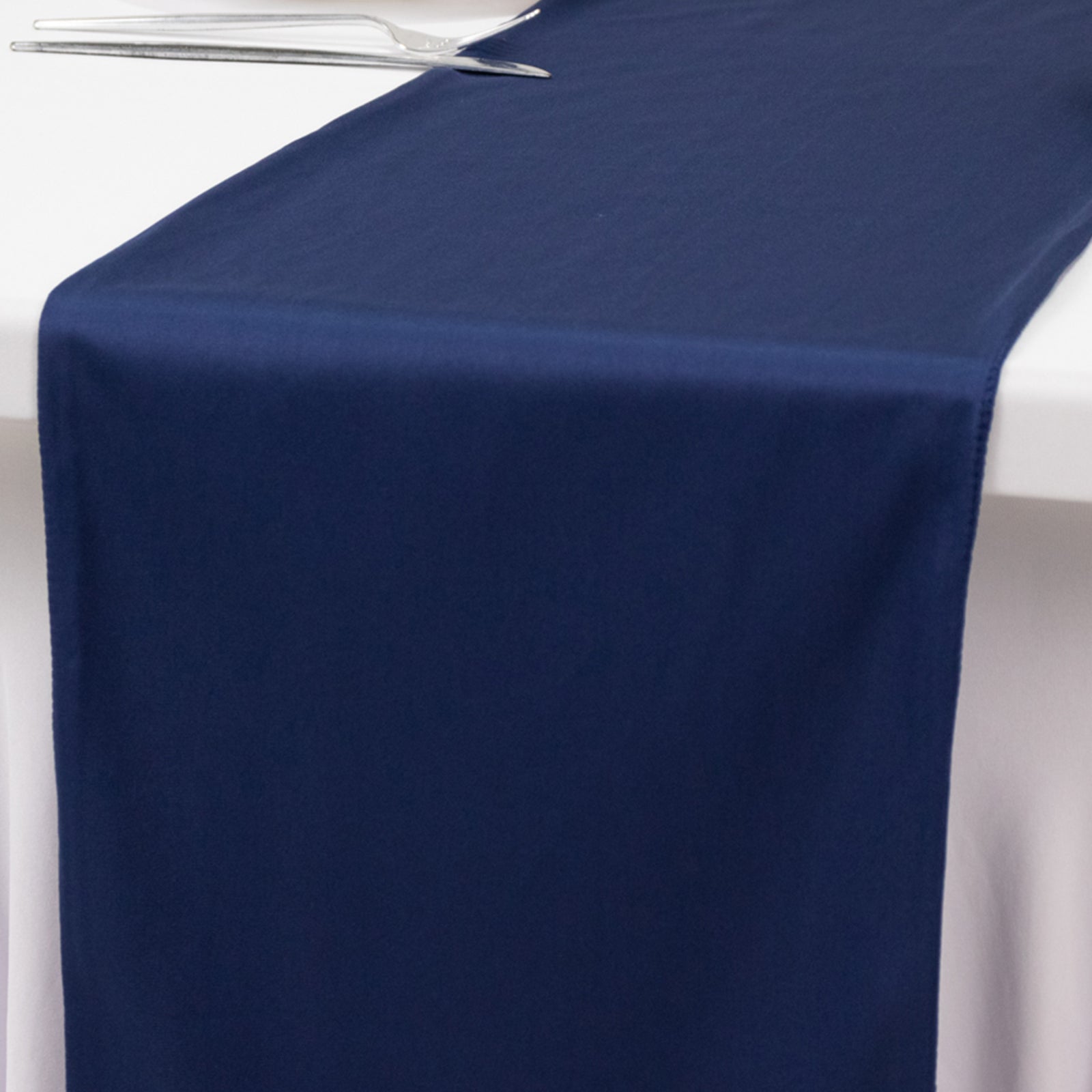 Scuba Polyester 12"x108" Table Runner Navy Blue - Wrinkle - Free Table Linen - Bell Racket Store
