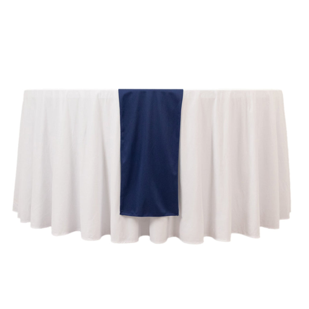 Scuba Polyester 12"x108" Table Runner Navy Blue - Wrinkle - Free Table Linen - Bell Racket Store