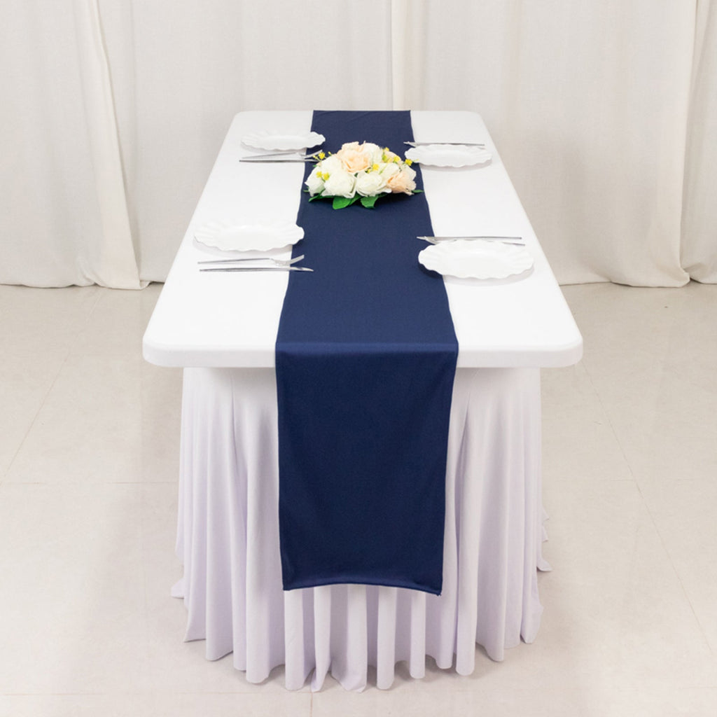 Scuba Polyester 12"x108" Table Runner Navy Blue - Wrinkle - Free Table Linen - Bell Racket Store