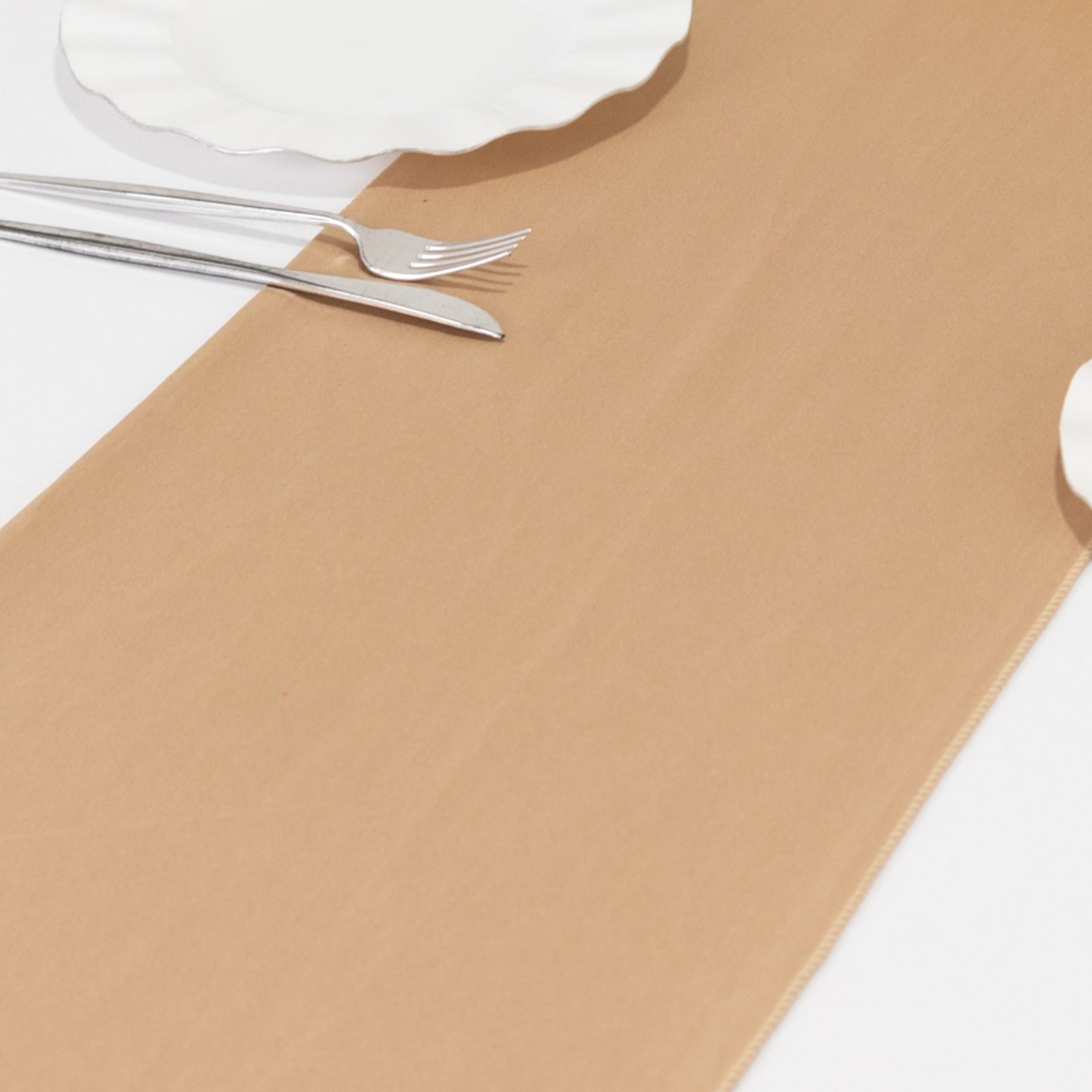 Scuba Polyester 12"x108" Table Runner Nude - Wrinkle - Free Table Linen - Bell Racket Store