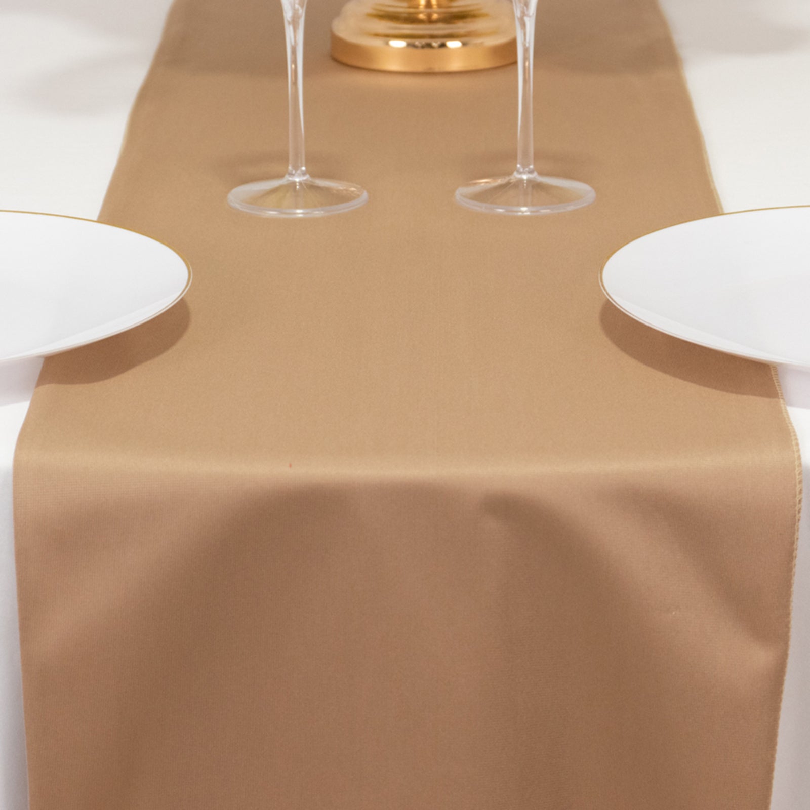 Scuba Polyester 12"x108" Table Runner Nude - Wrinkle - Free Table Linen - Bell Racket Store