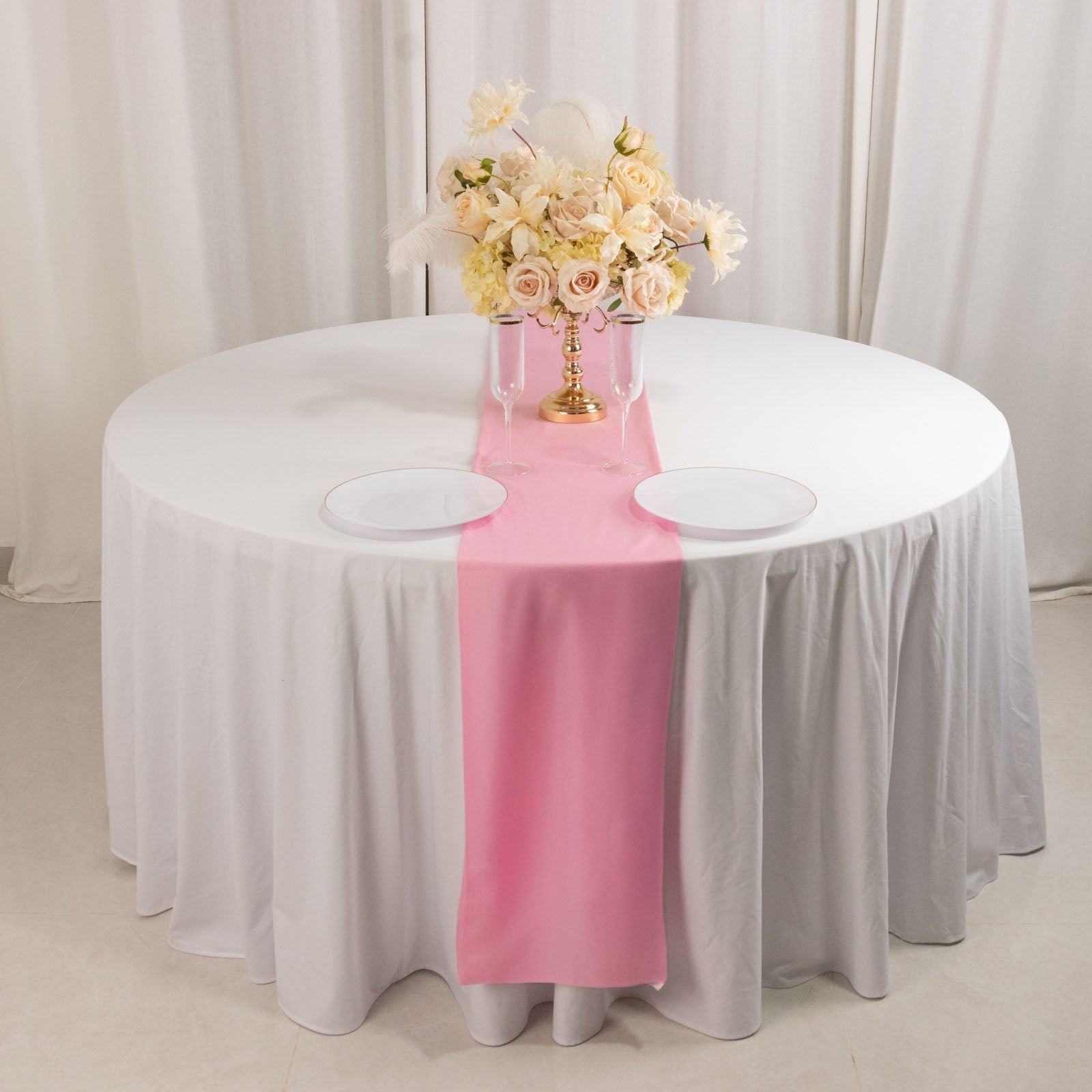 Scuba Polyester 12"x108" Table Runner Pink - Wrinkle - Free Table Linen - Bell Racket Store
