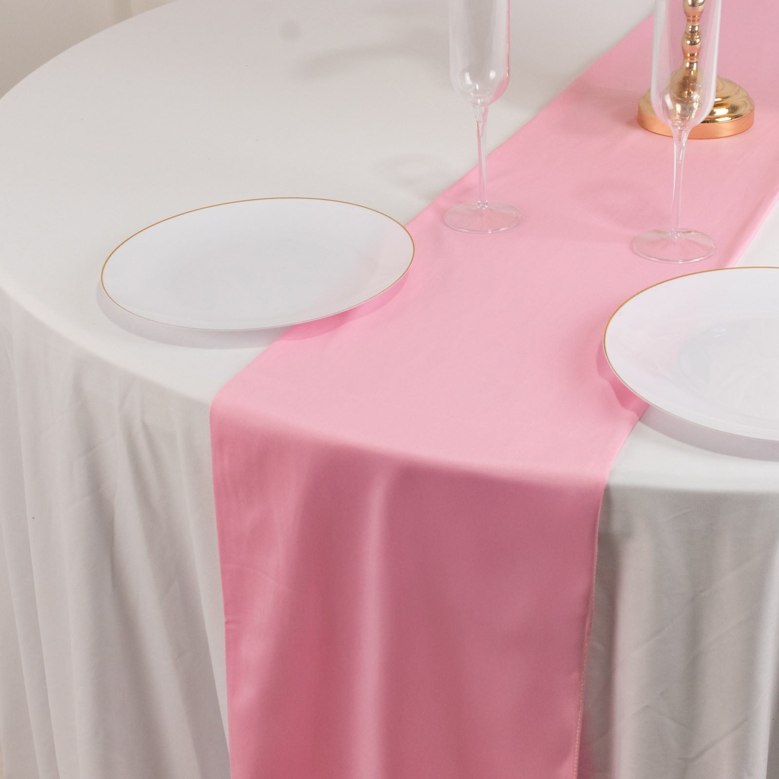 Scuba Polyester 12"x108" Table Runner Pink - Wrinkle - Free Table Linen - Bell Racket Store