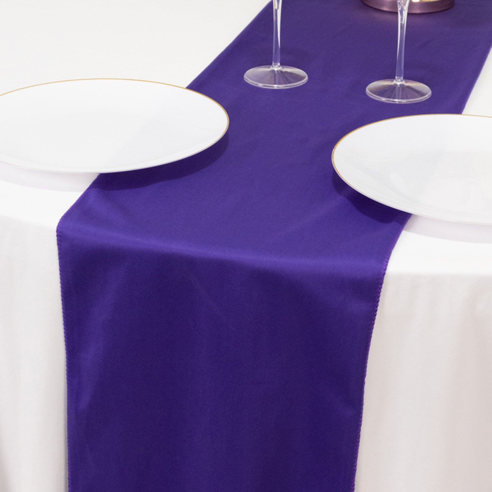 Scuba Polyester 12"x108" Table Runner Purple - Wrinkle - Free Table Linen - Bell Racket Store