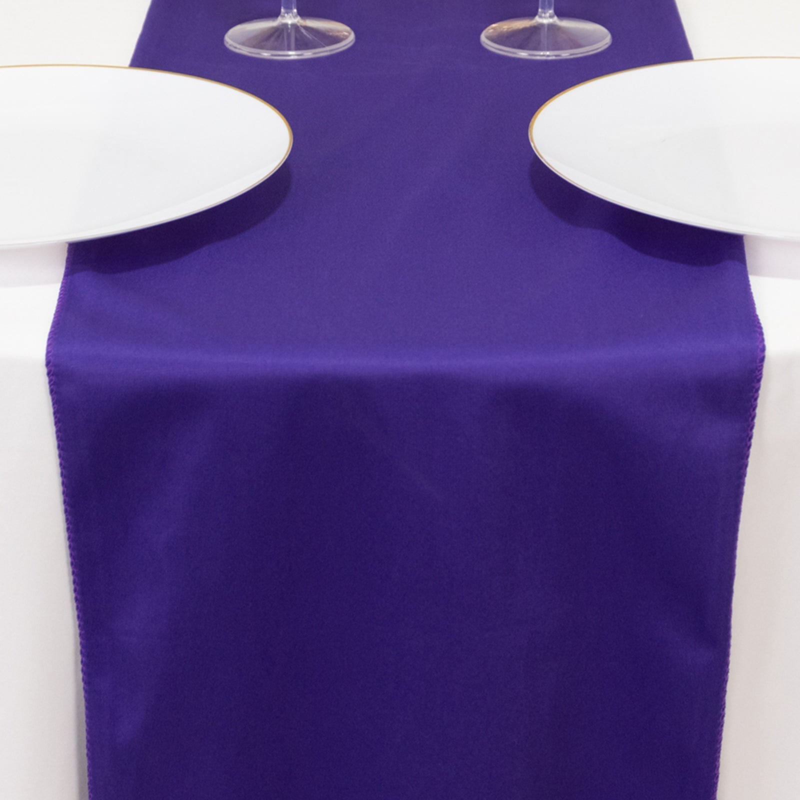 Scuba Polyester 12"x108" Table Runner Purple - Wrinkle - Free Table Linen - Bell Racket Store
