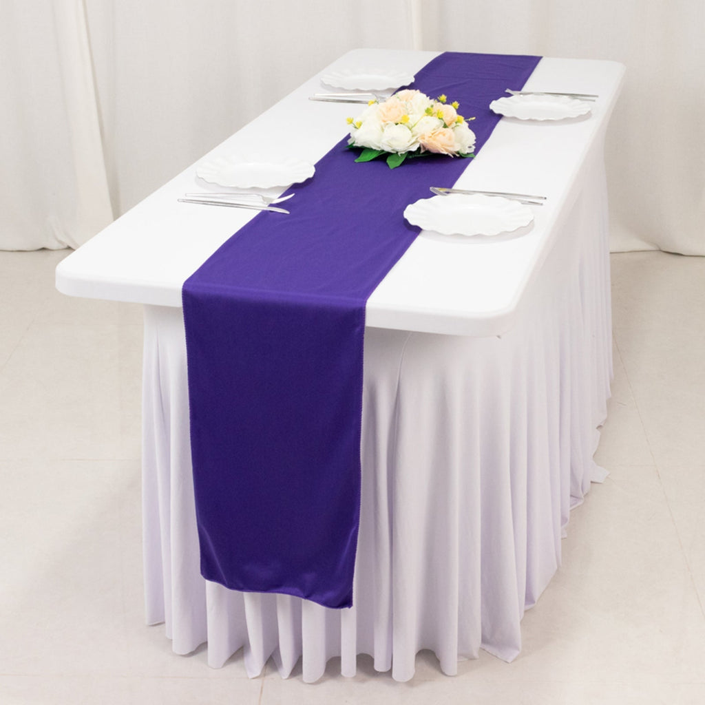 Scuba Polyester 12"x108" Table Runner Purple - Wrinkle - Free Table Linen - Bell Racket Store