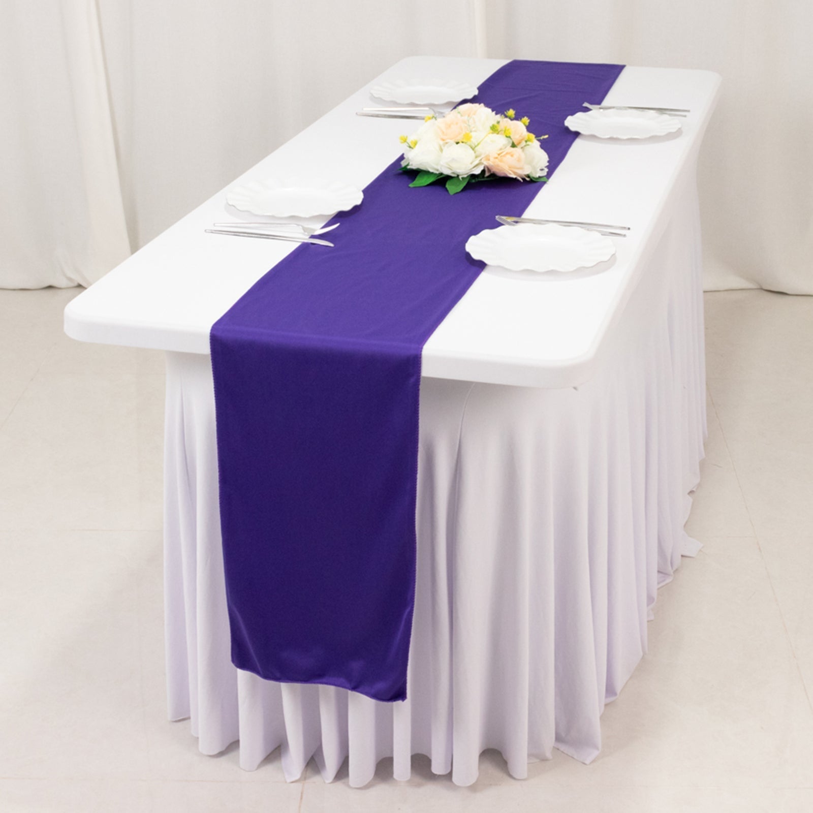 Scuba Polyester 12"x108" Table Runner Purple - Wrinkle - Free Table Linen - Bell Racket Store