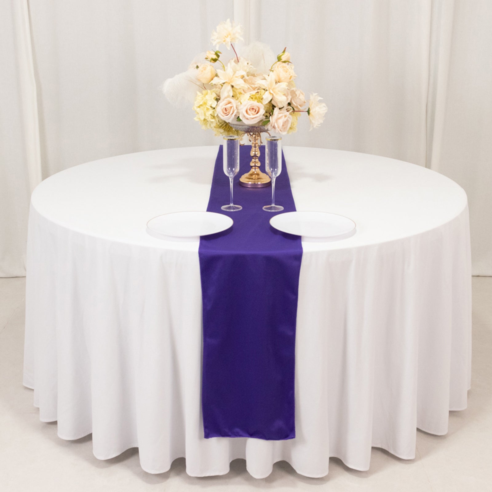 Scuba Polyester 12"x108" Table Runner Purple - Wrinkle - Free Table Linen - Bell Racket Store
