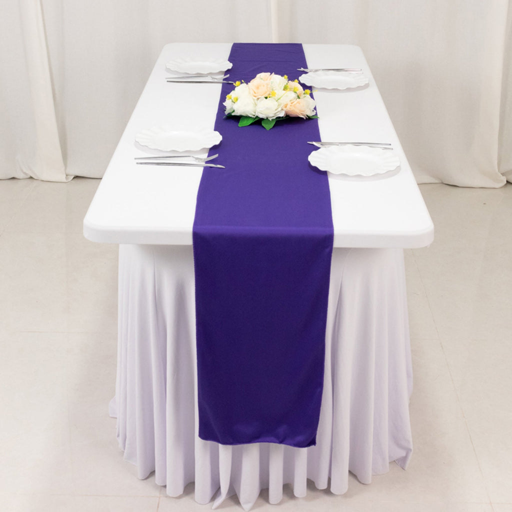 Scuba Polyester 12"x108" Table Runner Purple - Wrinkle - Free Table Linen - Bell Racket Store
